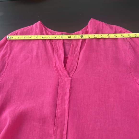 Linen Tunic Top 3/4 Sleeves Made in Italy Lagenlook Hot Pink Size M -L - Picture 6 of 12